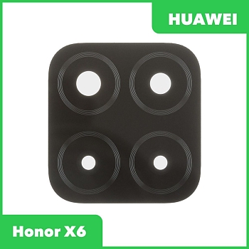 Стекло задней камеры для телефона Huawei Honor X6 (VNE-LX1) (без рамки) (черный)